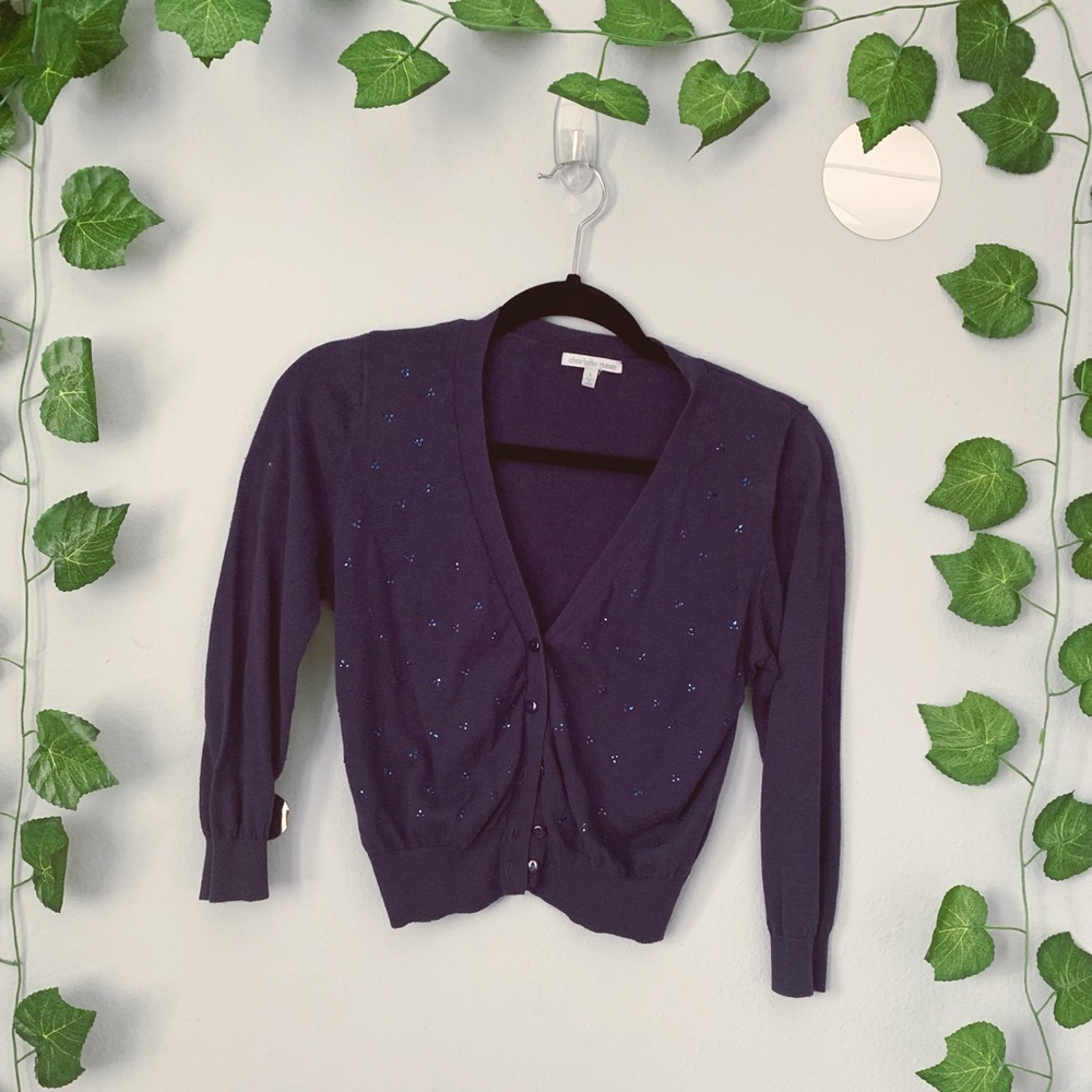 Indigo Cropped Button-up Cardigan